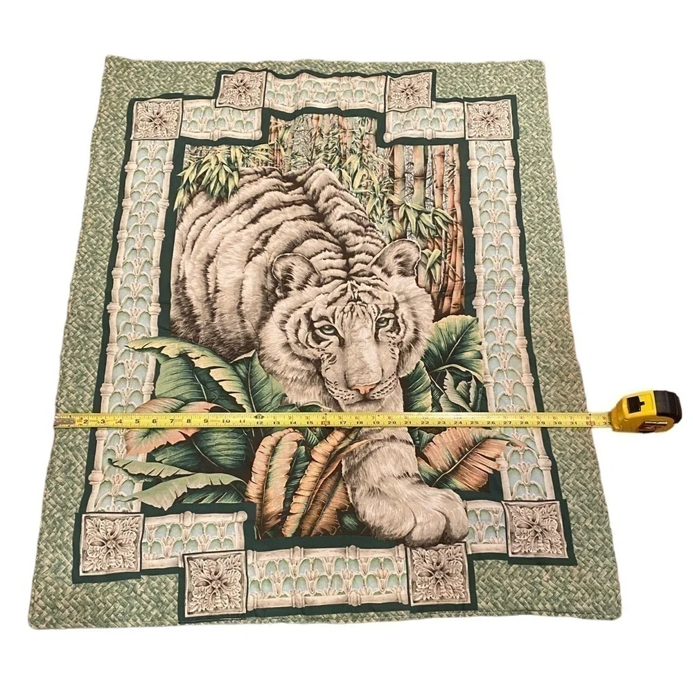 Fabric Quilted Tiger Wallhanging White Tiger on Back